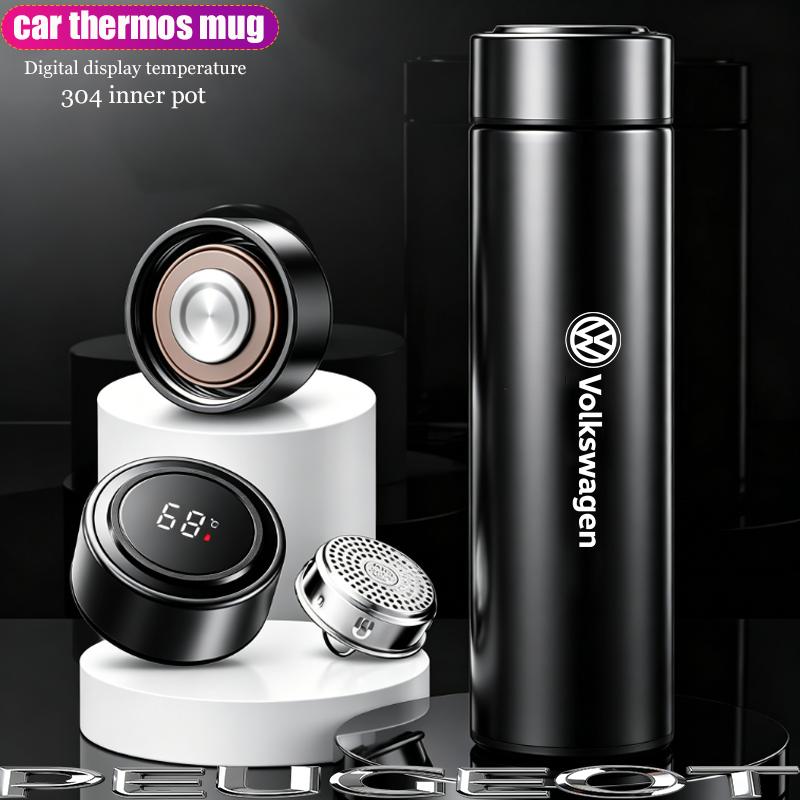 500ML Car Vacuum Cup 304 Stainless Steel Thermos ED2 Flask For VW R GTI Polo Golf Passat B6 Tiguan Arteon CC Taigo Jetta Tire Valve