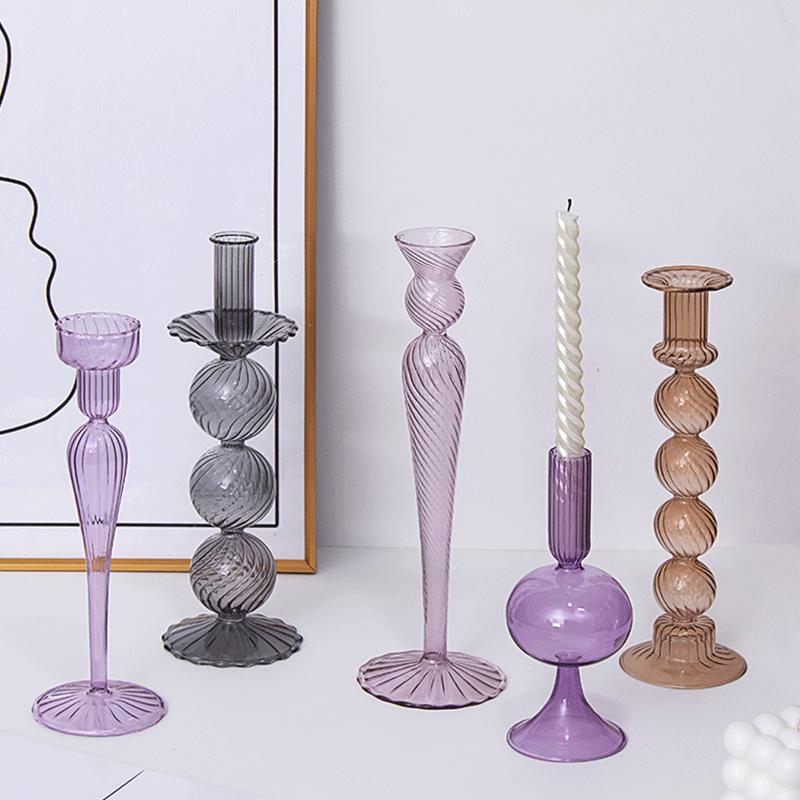 1 шт. подсвечники для чайных свечей для свадебного декора, фиолетовые, серые, коричневые, реквизит для ужина при свечах, 5 стилей