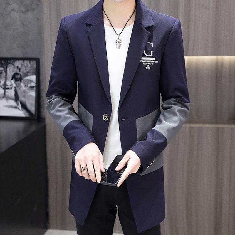 Весенний деловой костюм с v-образным вырезом, мужской повседневный облегающий ветровка с цветными пуговицами, пальто, трендовая парка