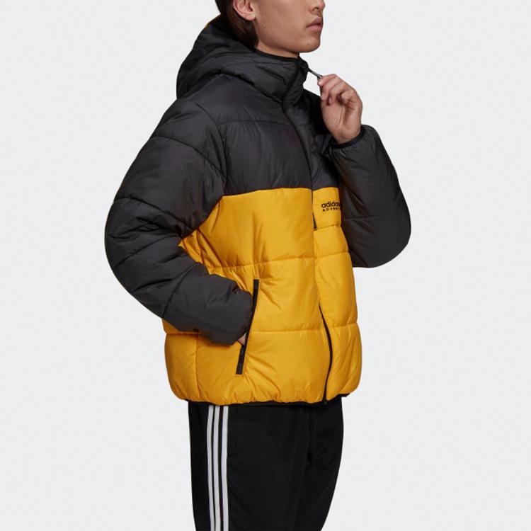 Adidas Originals Embroidered Logo Color-Block Hooded Cotton Jacket Men Outerwear Black H13573