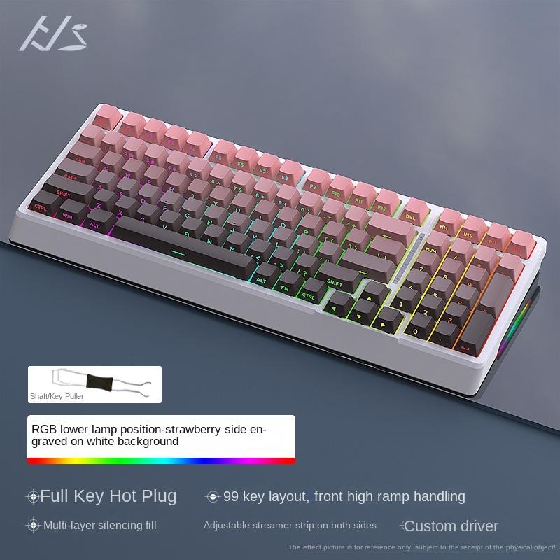 Spot HJSDZHI YG98 Mechanical Keyboard Kit RGB Single-mode Wired DIY Customized PBT Side Engraved Keycaps