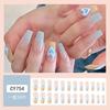 Набор из 24 блестящих ногтей, накладные с клейкими полосками, корейский милый черный дизайн в виде сердца, накладные ногти с полным покрытием для девочек и женщин