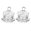 2 Pieces Glass Butter Dishes with Lid Holder Tray Easy To Clean Storage Container for Jelly Fridge