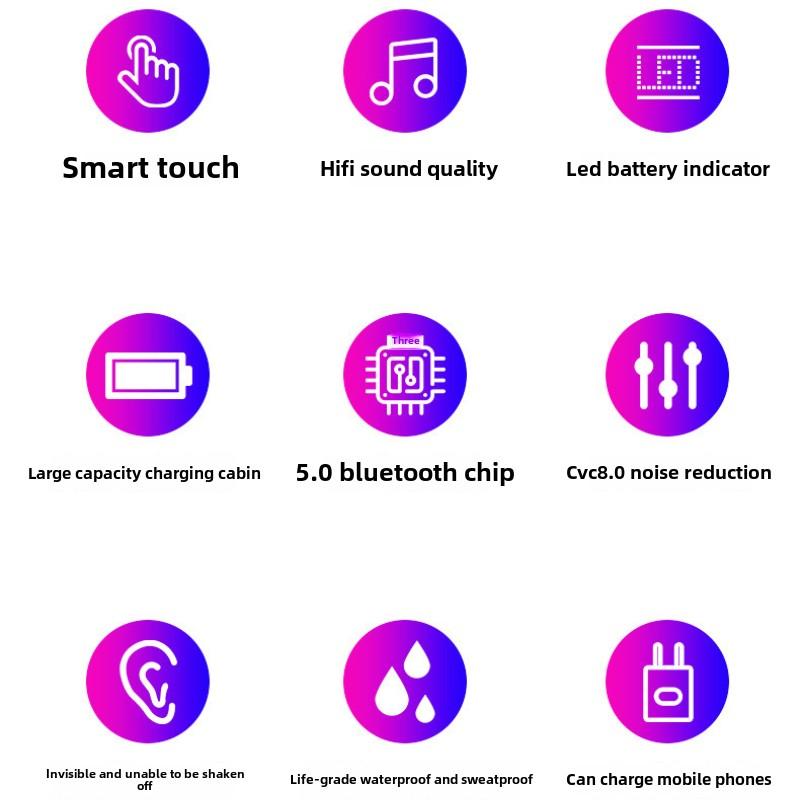 Новая беспроводная гарнитура Bluetooth 5.1 с двумя наушниками TWS с сенсорным экраном и цифровым дисплеем
