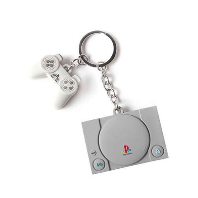 Porte-Clés - Playstation - Console Et Manette 3D - Caoutchouc - Noir - Produit Officiel