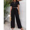 Waist Up Shirt Wide Leg Pants Set Pure Color Waist-Controlled Top High Waist Loose Pants Suit