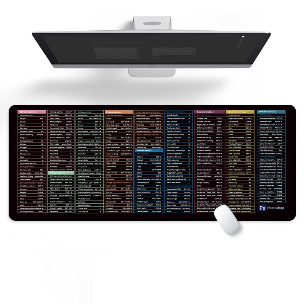 Коврик для мыши большого размера с горячими клавишами EXCO Офисный нескользящий настольный коврик Коврики для клавиатуры Аксессуары для ПК