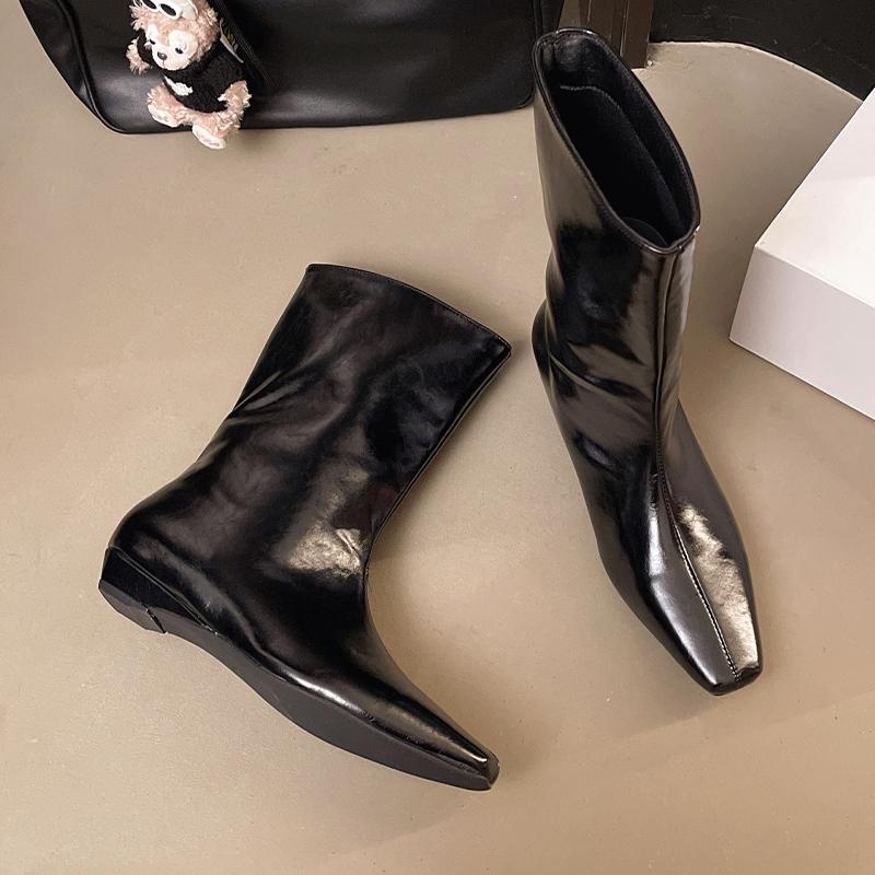 Модные женские ботильоны на плоской подошве с квадратным носком, дизайнерская обувь, модные зимние новинки 2025, повседневные, уютные готические челси, женские ботинки
