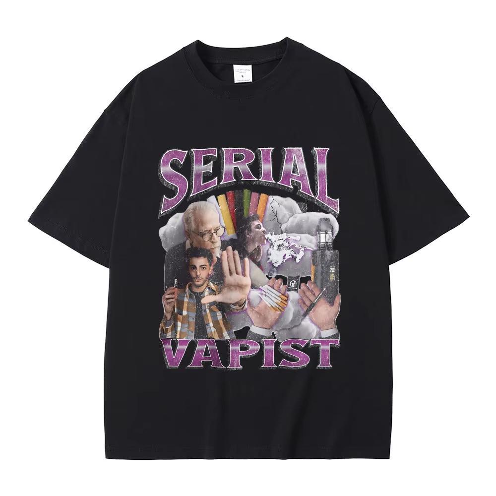 Funny Serial Vapist Graphic T Shirts Unisex Women Fashion Vintage Short Sleeve Male Casual Oversized Pure Cotton Crewneck Tshirt