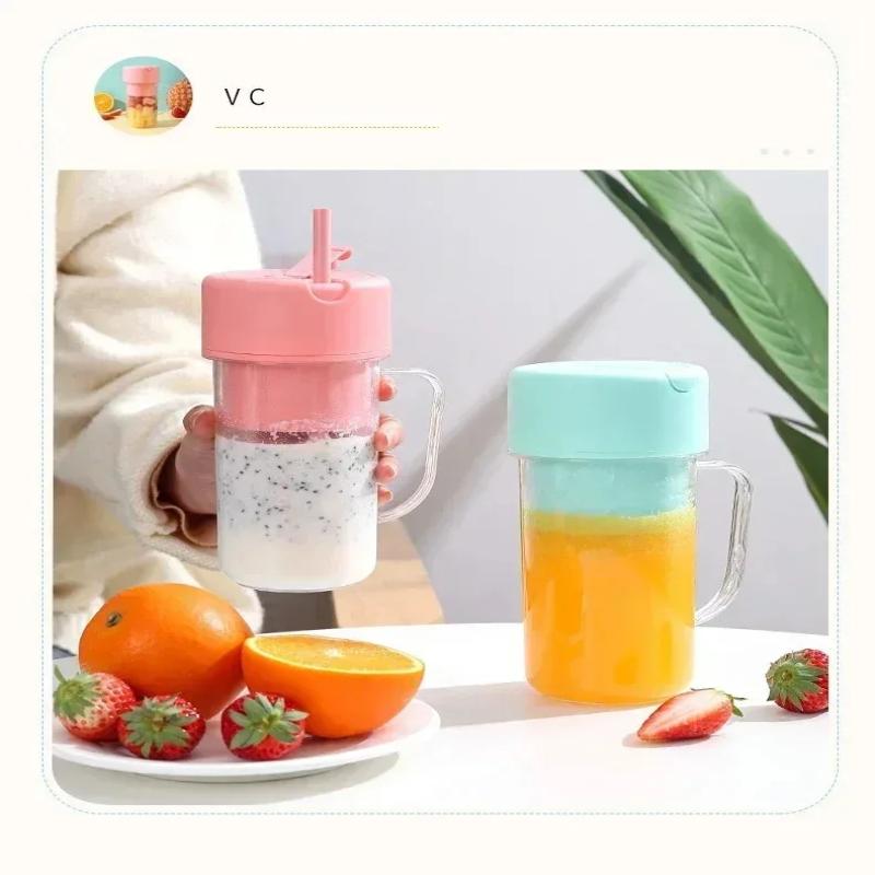 Portable USB Rechargeable Electric Juicer 420ml Ideal for Travel Smoothie Cups with Straw Feature