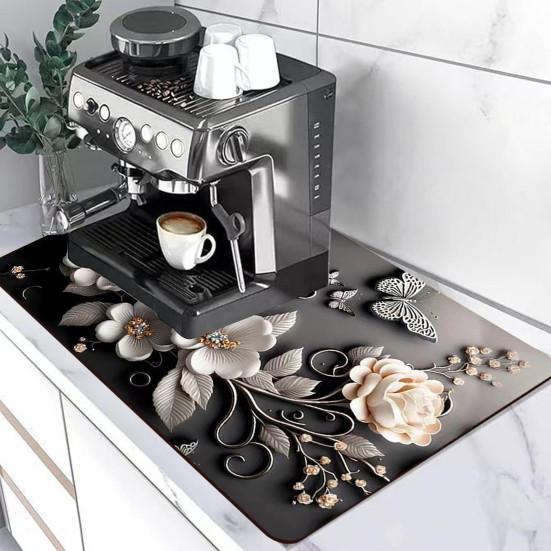 3D Floral Placemat Diatomaceous Earth Absorbent Flower Placemat Non-slip Decorative Heat Insulation Mat for Dining Table Home Decor