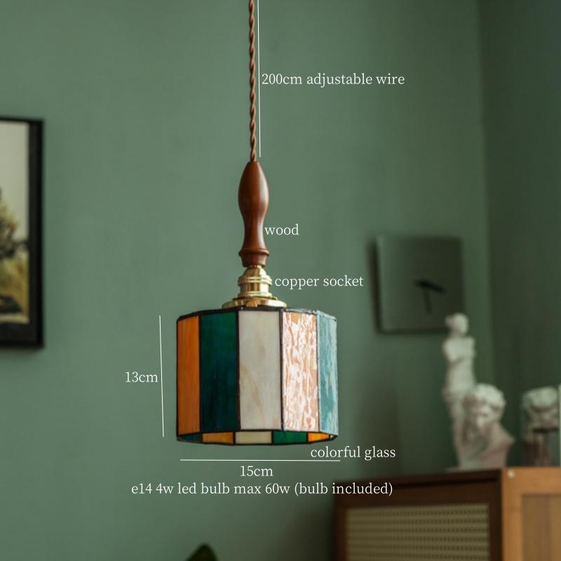 IWHD Японский Винтажный Светодиодный Подвесной Светильник Светильники Гостиная Спальня Кафе Лофт Декор Кухня Медь Цветное Стекло Подвесные Лампы