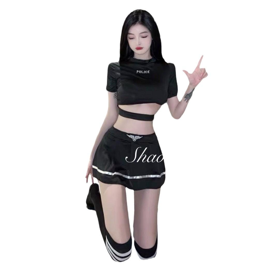 Элегантный студенческий униформа комплект нижнего белья - Мини-юбка большого размера Ночная одежда