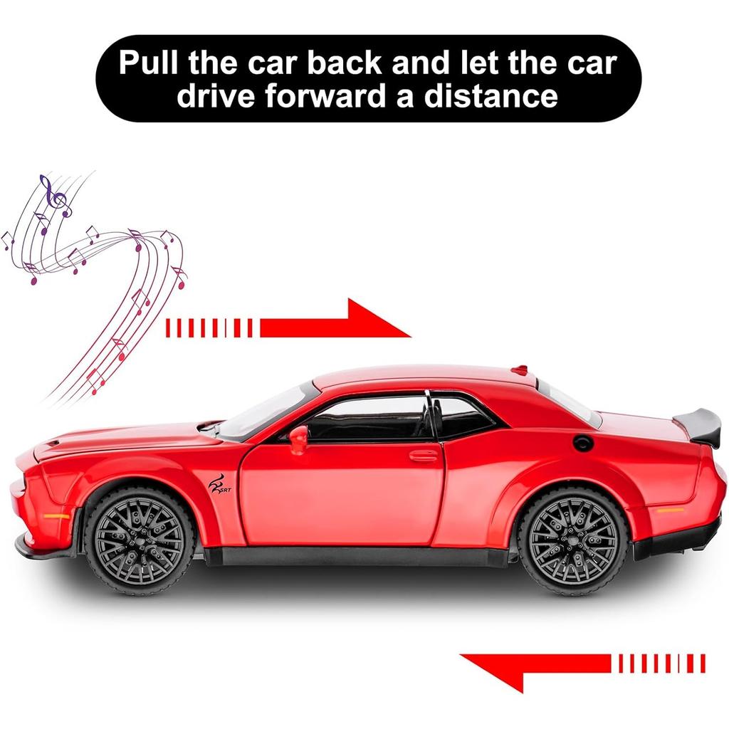 Масштаб 1/32 Dodge Hellcat Challenger Die Cast Metel Pull Back Model Car Hellcat со звуком и светом Hellcat Car Toy Car Toy Gifts для детей от 3 лет и старше
