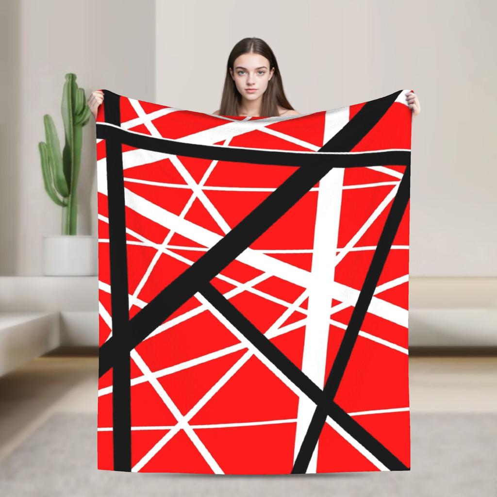 Warm Cozy Blankets Plane Travel Van Halen Blue Rock Stripes Throw Blanket Graphic  Bedspread For Sofa Home