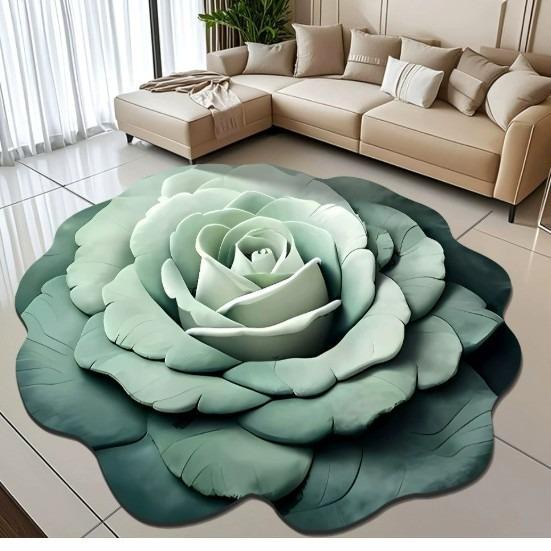 Плюшевый цветочный напольный коврик, впитывающий диатомитовый напольный коврик, нескользящий 3D визуальный цветочный узор, ковер для спальни, прихожей, кухни