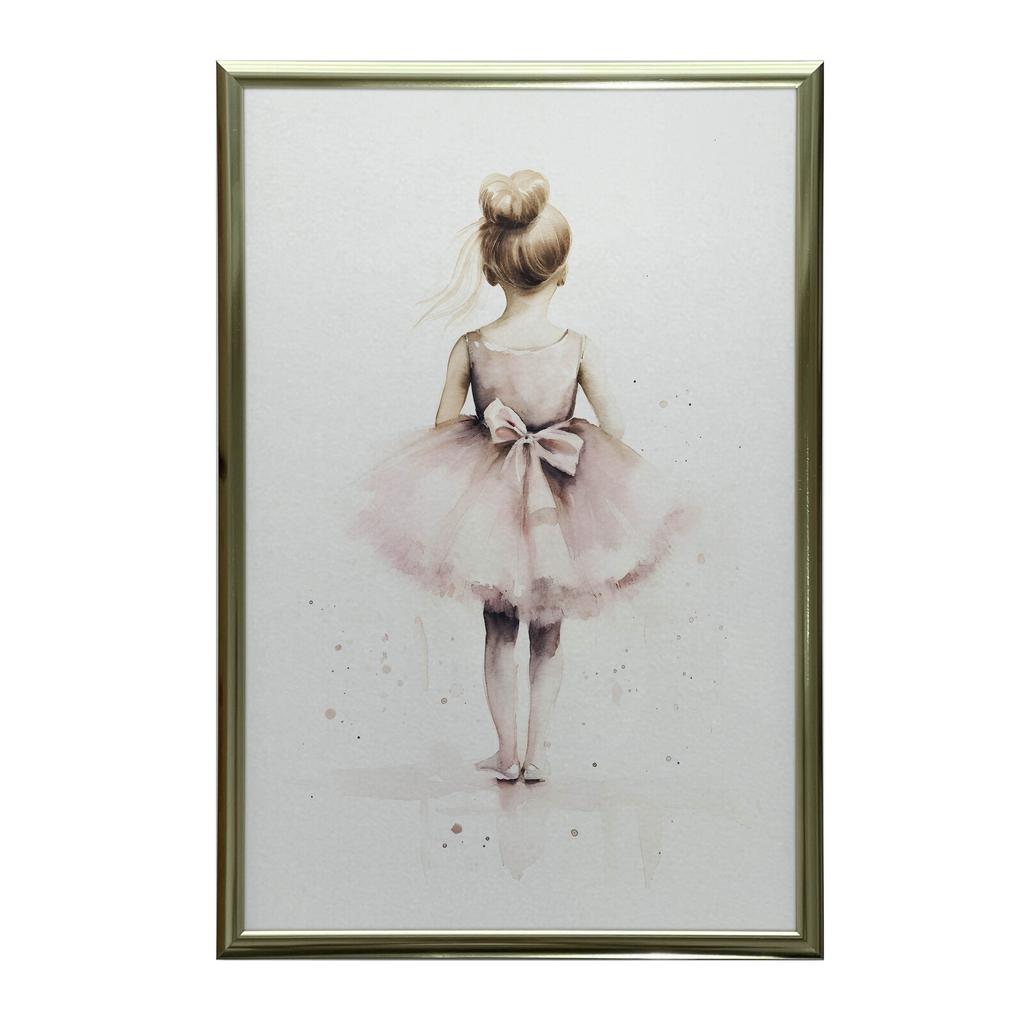 Różowa Balerina - Tańcząca Księżniczka Różowa Balerina - Tańcząca Księżniczka, 70X100 Cm, Rama Drewniana Ciemny Brąz, Papier Matowy 230 Gsm