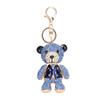 Bear Keychain Electroplate Long Bright Rhinestones Bear Keychain with Hook Cute Bear Keychain for