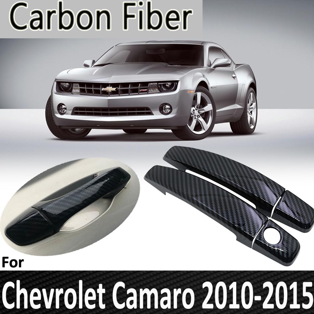 Black Carbon Fiber for Chevrolet Camaro 2010 2011 2012 2013 2014 2015 Door Handle Cover Sticker Decorations Car Accessories ji2