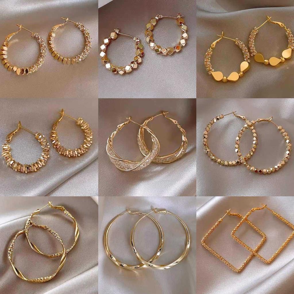 Серьги-кольца из золота с измельченным серебряным цирконом серьги Европейский и американский дизайн серег нишевые