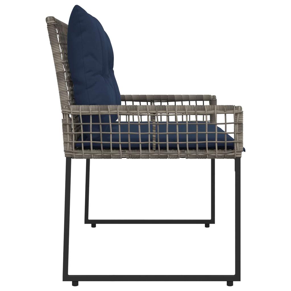 Outdoor Bench with Cushions Grey and Navy Blue 118 x 55 x 82 cm