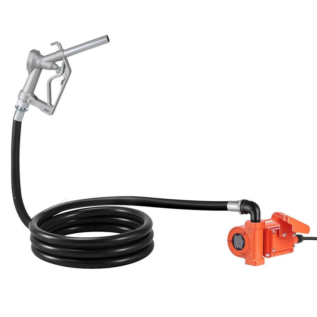 VEVOR Fuel Transfer Pump, 12V DC 57 L/min, Cast Iron Diesel Transfer Pump Kit, with Manual Nozzle, Discharge Hose, Overheat Protection, Power Cable