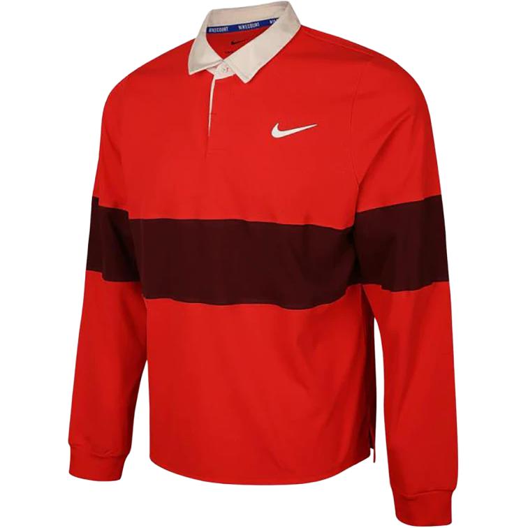 Nike Дышащая рубашка поло с длинным рукавом Мужские топы Красный IB8142-696