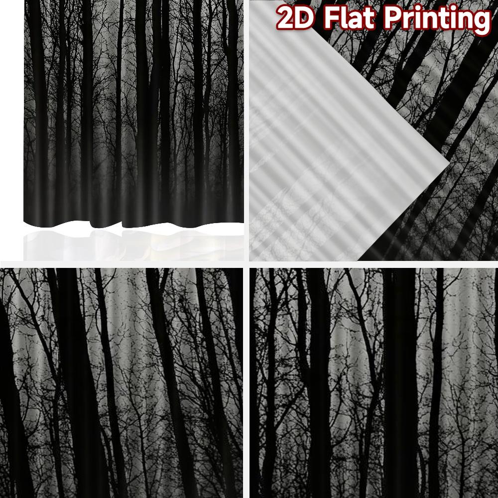 2D плоный фотофон Сцена Гобелен Туманные Силуэты Голых Деревьев 100% Полиэстер Праздничные Фоны для Помещений