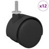 Swivel Casters with Brakes 12 Pcs Black and Silver 40.1 X 40.1 X 37.8 Mm