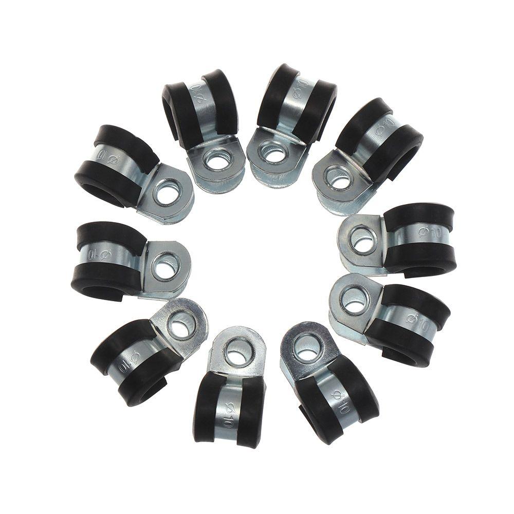 Metal Hardware Useful Pipe Mounting Fix Cable Fasteners Wiring Hose Clamp Rubber Lined P Clips