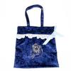 Ado Mizumori Lace and Velour Drawstring Tote Bag Navy