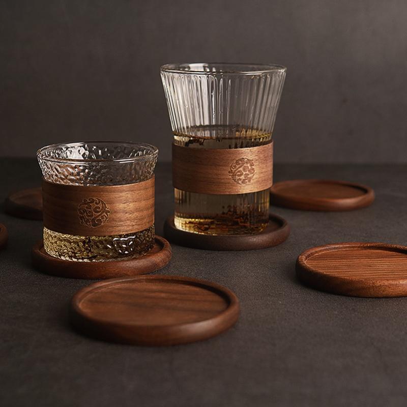 Tea Coffee Cup Pad Placemats Decor Walnut Beech Wood Coasters Durable Heat Resistant Drink Mat