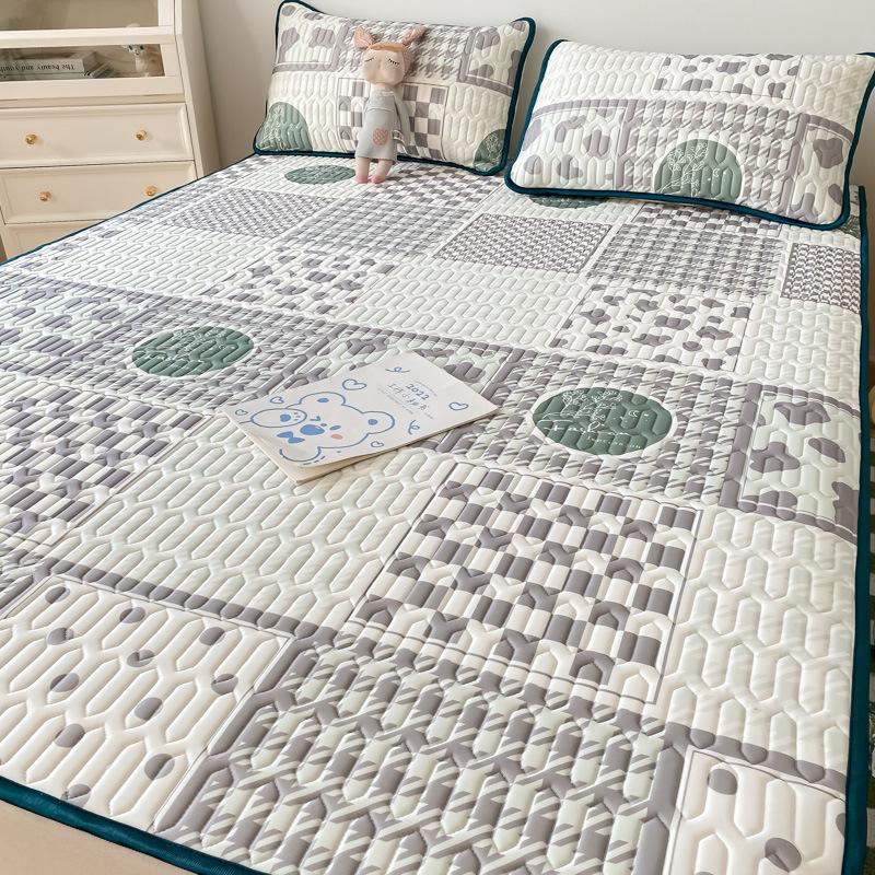 Тайский латексный летний коврик из трех предметов, летний коврик из ледяного шелка с принтом, моющийся, складной, прохладный коврик