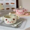 Корейская милая керамическая миска для лапши быстрого приготовления с крышкой миска для лапши быстрого приготовления для студенческого общежития порошок из улиток персональная миска