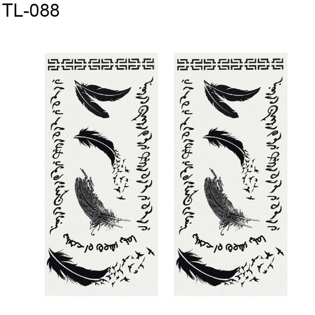 2 листа перо розы письмо бабочка временная татуировка рука боди-арт наклейка
