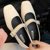 Fashion Spring New Flat Shoes Women's Fashion Square Head Shallow Mouth Rivets Line with Soft Sole Non-slip Single Shoes