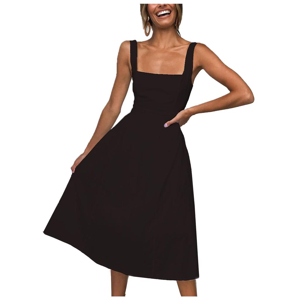 Женское винтажное однотонное платье миди без рукавов, платье принцессы