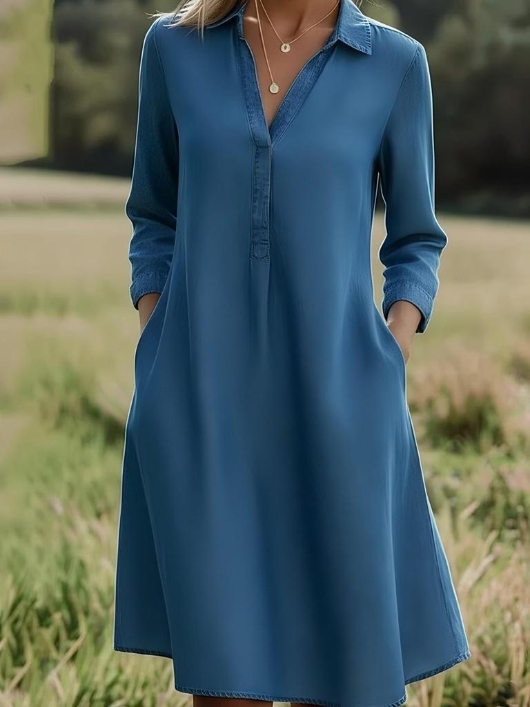 Женское А-образное платье-поло из искусственного денима, весна/лето 2026, повседневная мода для Европы и Америки