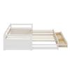 Pull-Out Sofa Bed Pull-out Bed 78" Convertible Sectional Couch Modern Wood Reversible Couches with Drawers And Slats for Living Room (White)