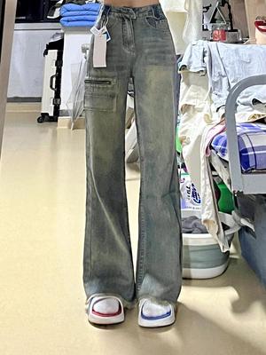 Женские Ретро Потертые Джинсы Широкие Штанины Хай-Стрит - Осень/Зима 2024