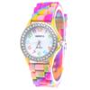 New Rainbow Fashion Women Watches Luxury Camouflage Diamond Women Quartz Watch Girl Silicone Waterproof Dress Watch Female Clock