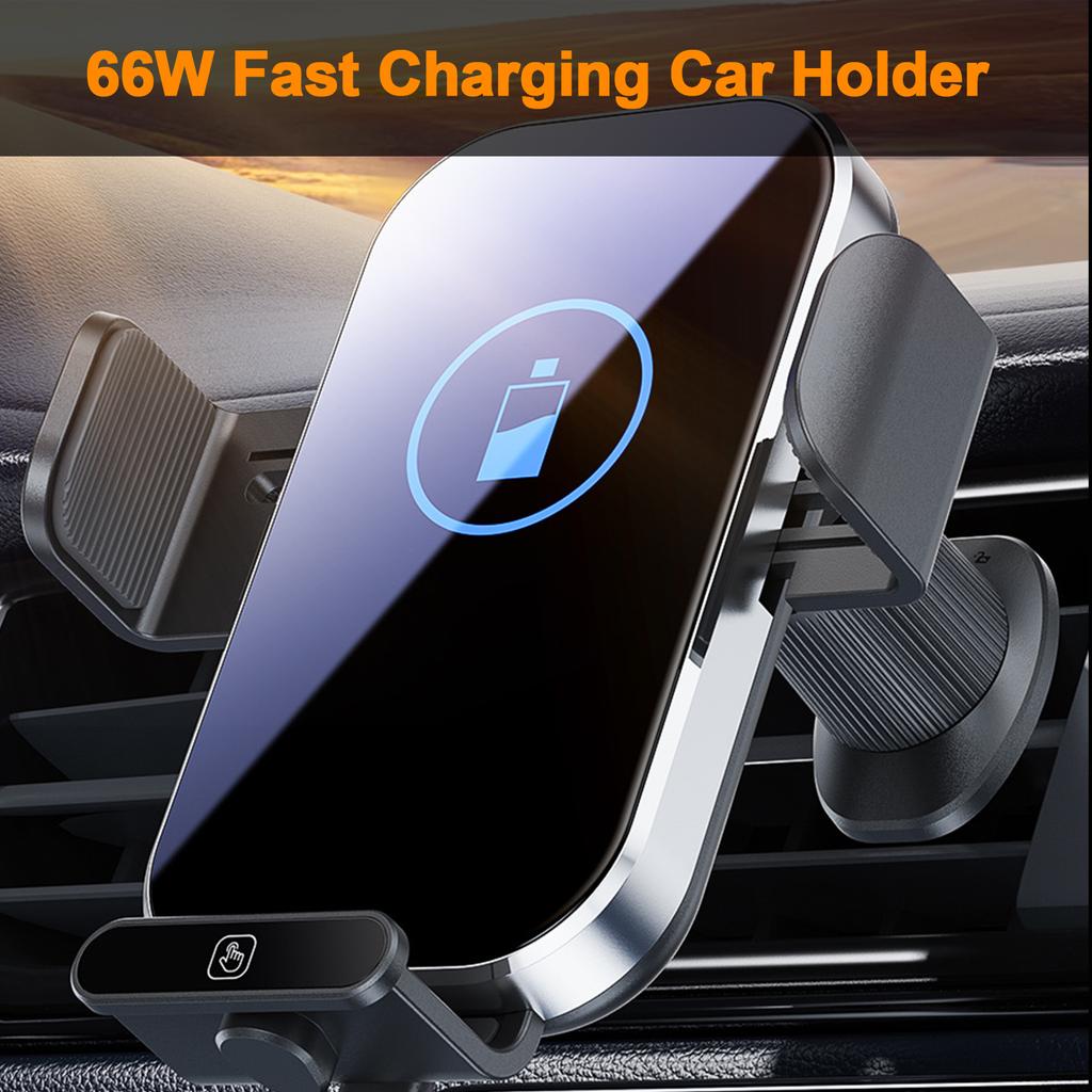 Car Mount Phone Holder Wireless Charger Fast Charging Air Vent Car Charging Holder One-touch