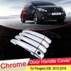 For Peugeot 208 2012 2013 2014 2015 2016 2017 2018  Luxuriou Chrome Door Handle Cover Trim Car Set Styling Accessories ABS
