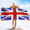 Банное полотенце с флагом Великобритании, UK, быстросохнущее, впитывающее, большого размера, не собирающее песок, песозащитное, очень большое