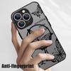 Butterfly Pattern Wireless Charge Magnetic Case For iPhone 16E 16 Pro Max 15 Pro 14 13 for Magsafe Soft Edge Shockproof Matte Clear Phone Cover