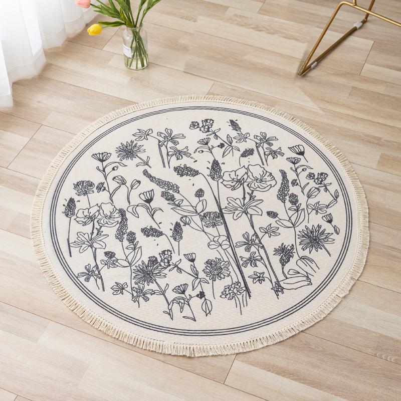 90 см богемный круглый хлопковый льняной ковер, нескользящий напольный коврик, ковры для гостиной, спальни, коврик для йоги, коврик для йоги, макраме, коврики