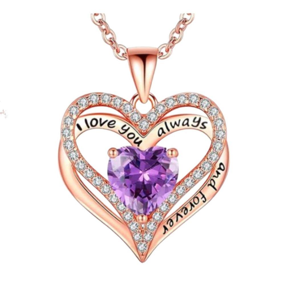 Heart Shaped Diamond Pendant Fashion Copper Plated Necklace Jewelry Accessories for Women