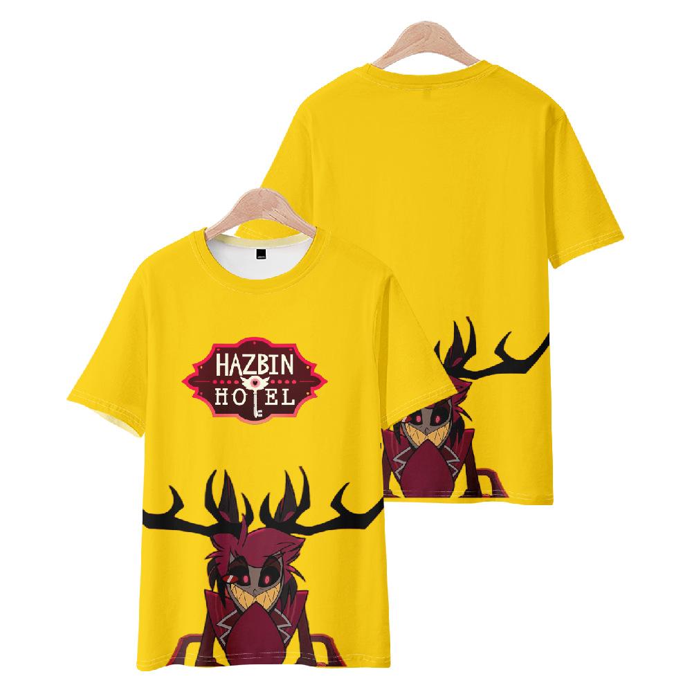 Hazbin Hotel Аниме Женские Мужские Футболки Мультяшный Принт Круглый Вырез Оверсайз Короткий Рукав Модная Мужская Одежда Уличная Одежда