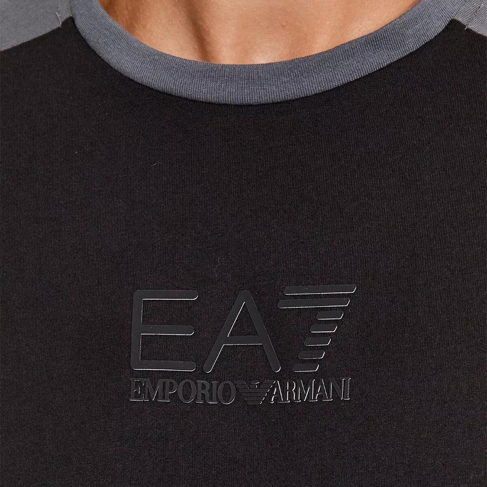 Emporio Armani Мужская футболка EA7 с буквенным патчем, круглым вырезом, прямым кроем, коротким рукавом, черный 6RPT15-PJ02Z-11200
