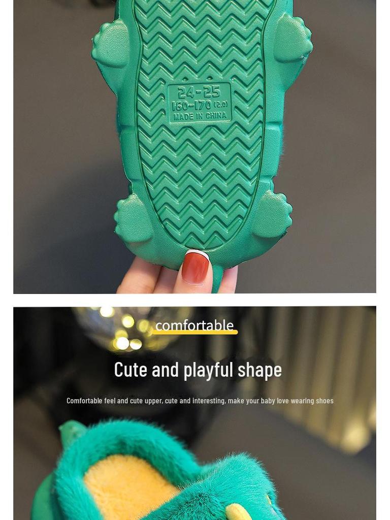 Children's Cotton Slippers for Autumn/Winter 2023: Warm, Covered-Heel Indoor Shoes for Boys and Girls, Infant Sizes Available.